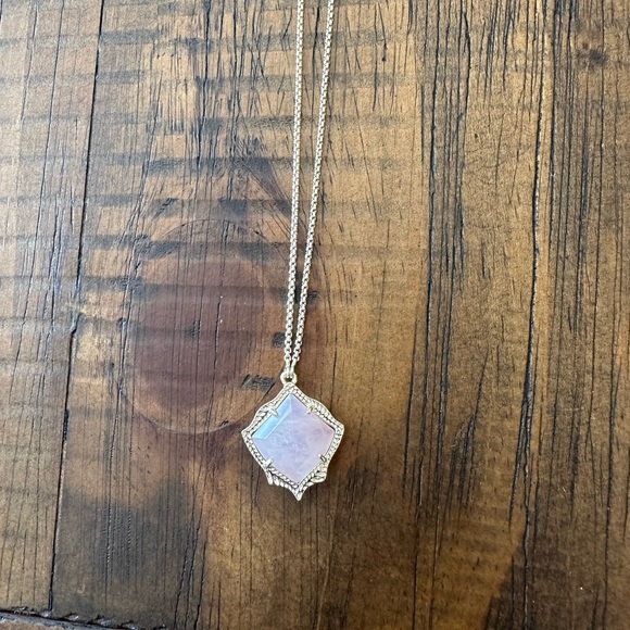 Kendra Scott Kacey Long Pendant Necklace in Gold with Pink stone - Picture 3 of 9